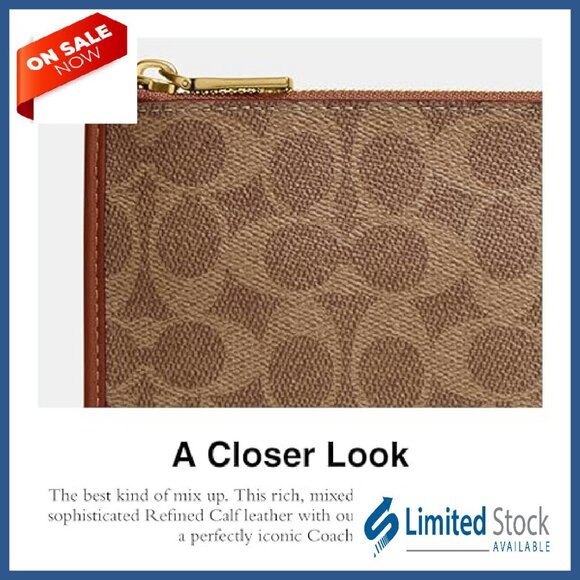 Medium Zip Pouch Clutch Fits iPad Mini Canvas Leather Slim Design - Picture 5 of 6